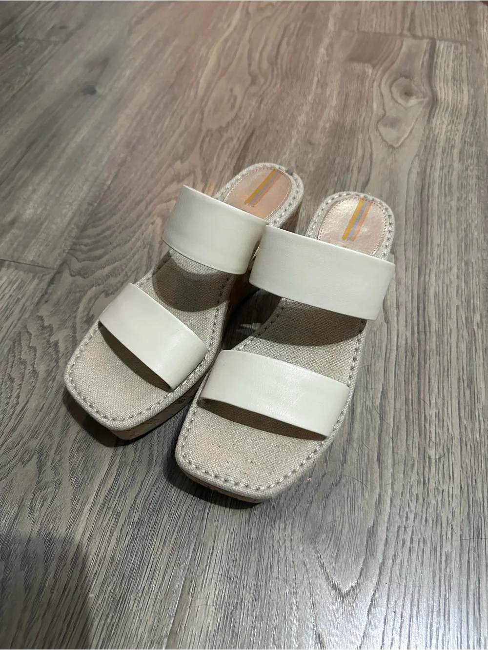 White Double-Strap Wedges